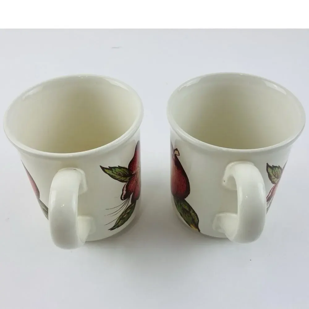 2 Pier 1 Coffee Mugs Made Italy Fruit Hawaii Flower Earthenware New Harvest Appl